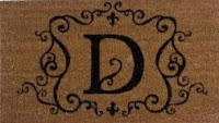 monogrammed doormat with decorative natural coir fiber-D