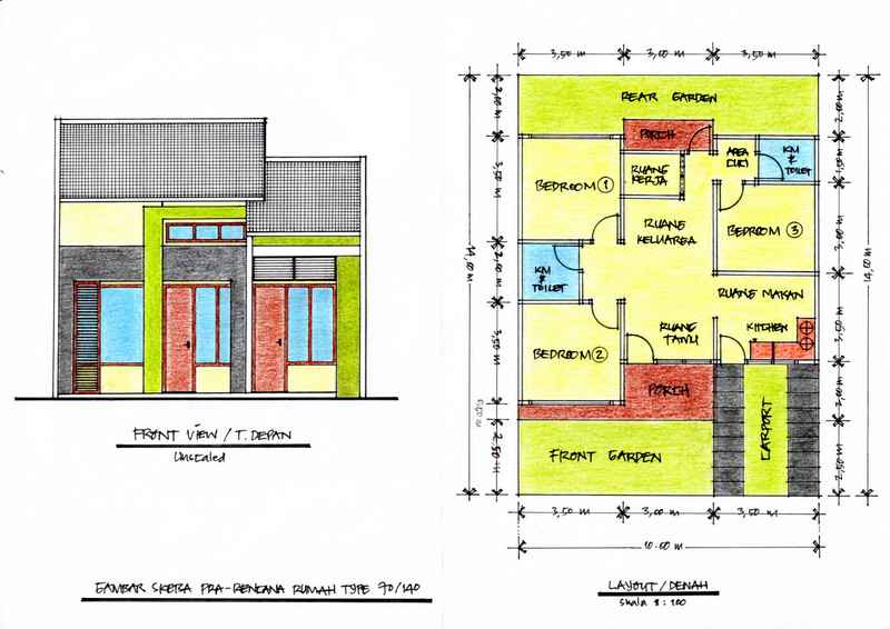 Contoh Denah  Rumah  Minimalis 3  Kamar  Tidur  Modif Rumah  Bagus