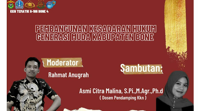 Mahasiswa KKN Unhas, Gelar Seminar Pembangunan Hukum Generasi Muda Kabupaten Bone