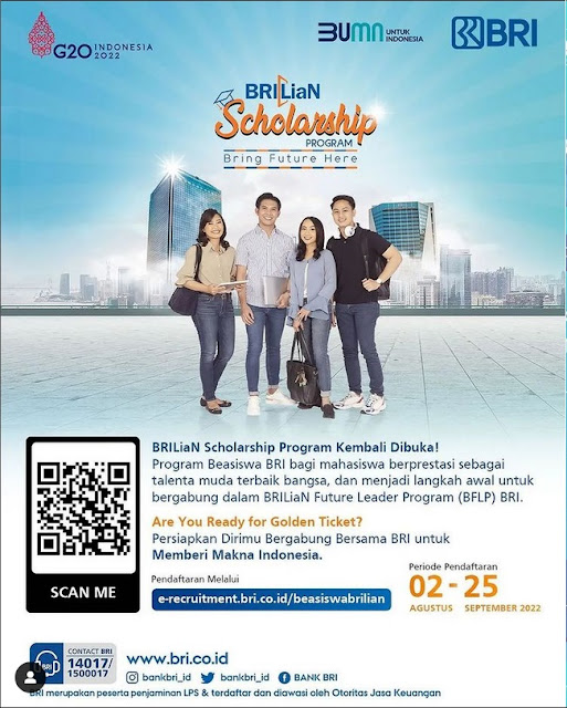 BRILiaN Scholarship Program DIPERPANJANG Deadline 25 September 2022