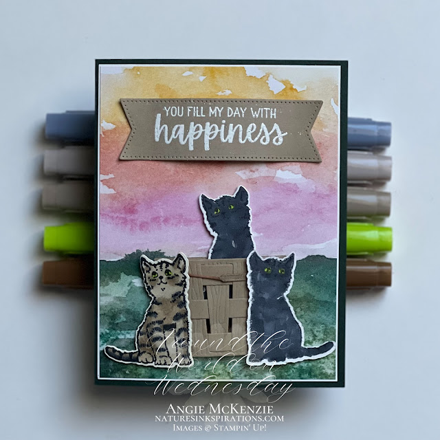 Stampin' Up! Cheerful Basket masculine card (front details with Blends) | Nature's INKspirations by Angie McKenzie