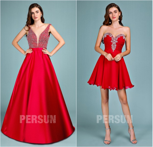 robe de soirée rouge longue et courte 2019