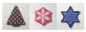 3 Christmas magnets: tree, snowflake, star
