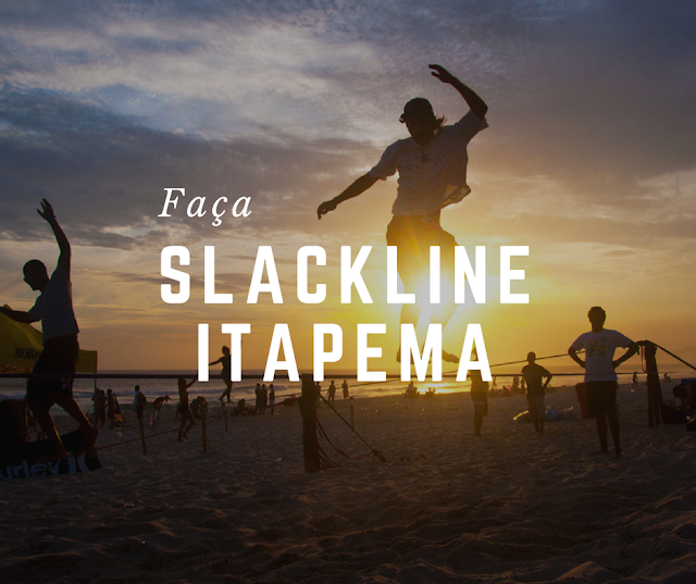 Slackline em Itapema fita esticada na Meia Praia