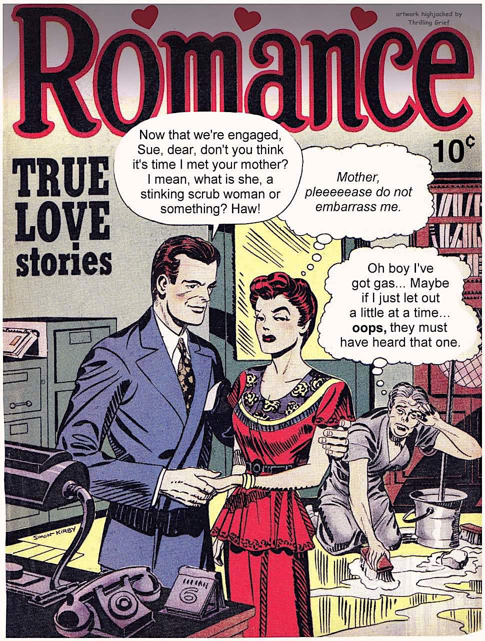 a Romance comic book parody, re-witten comic books, embarrasing mother