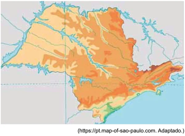 Mapa hipsométrico do estado de São Paulo