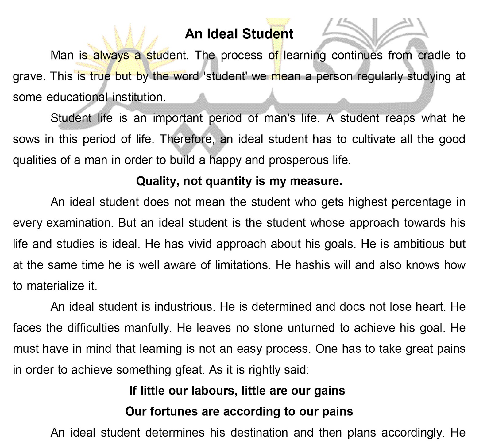 an ideal student short paragraph
