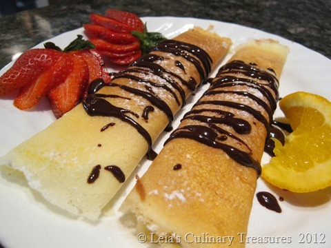 Custard and chocolate crepes