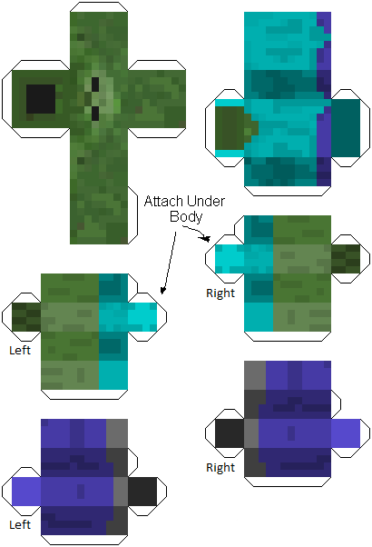 Zombie awesome your character print Minecraft  papercraft own Make templates papercraft out