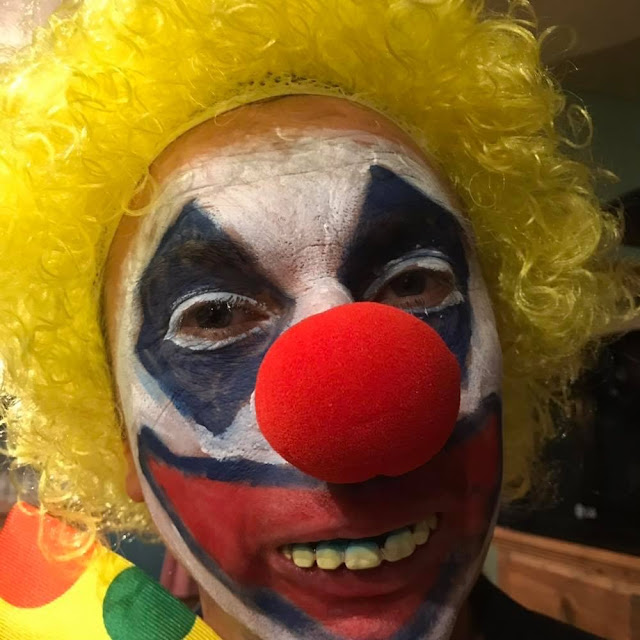 Adrian in clown costume