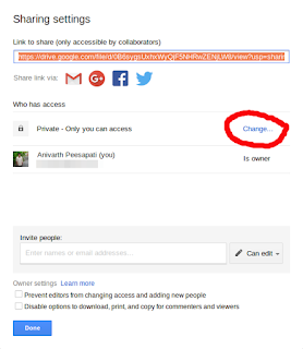 Advanced sharing settings - Changing to public access in google drive