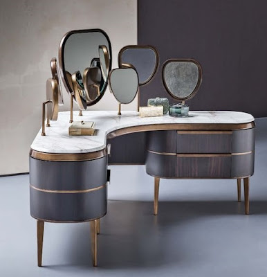 luxury modern dressing table design with many mirrors