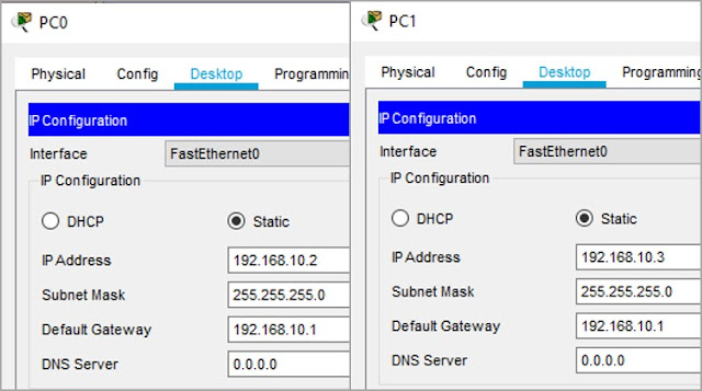 Konfigurasi IP dan Default Gateway Jaringan 1