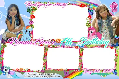 Seventh Birthday My Little Pony Photobooth Layout Design