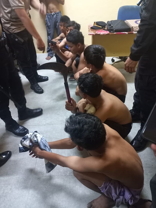Polres Siantar Gagalkan Aksi Tauran di Jalan Medan, 8 Pemuda Dan 1 Buah Golok Diamankan 