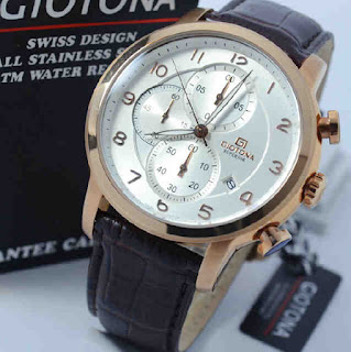  jam tangan Giotona GT7329 brown leather rosegold white