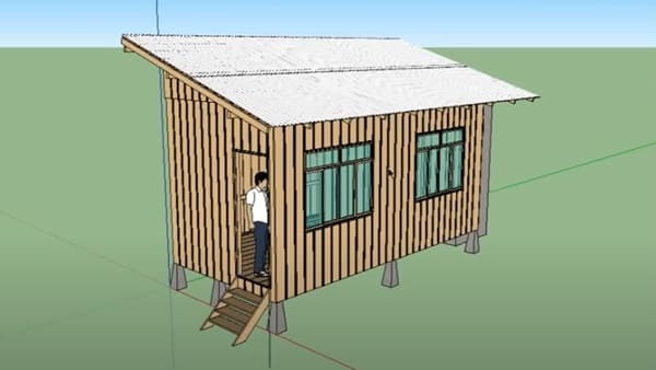 Projeto de casa de uma água de madeira simples