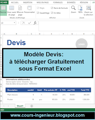 Téléchargez gratuitement un modèle de devis professionnel sous format Excel pour présenter vos tarifs et services de manière claire et précise.