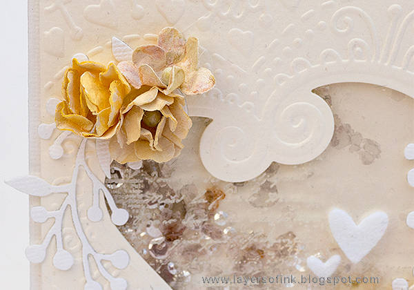 Layers of ink - White and Cream Textured Card by Anna-Karin Evaldsson with Sizzix Bohemian Heart Impresslits 