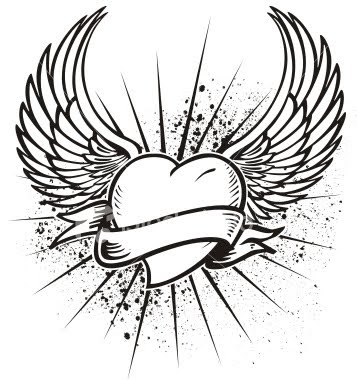 tattoo hart. heart and wing tattoos.