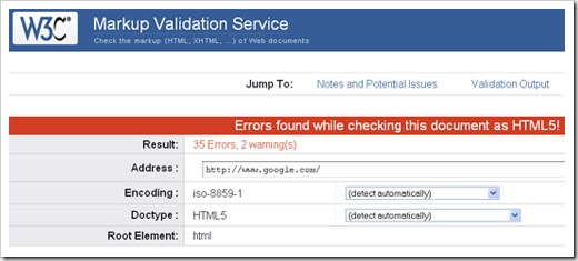 google invalid html