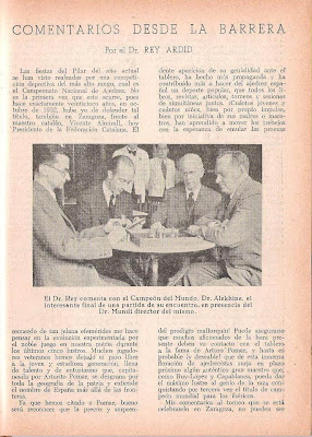 Artículo de doctor Rey Ardid sobre el XVIII Campeonato de España de Ajedrez 1957