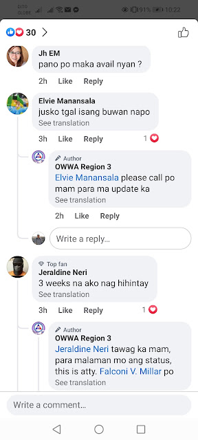 Owwa HASC region 3.complaints