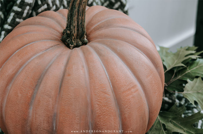 Looking at the top of a faux fairytale pumpkin