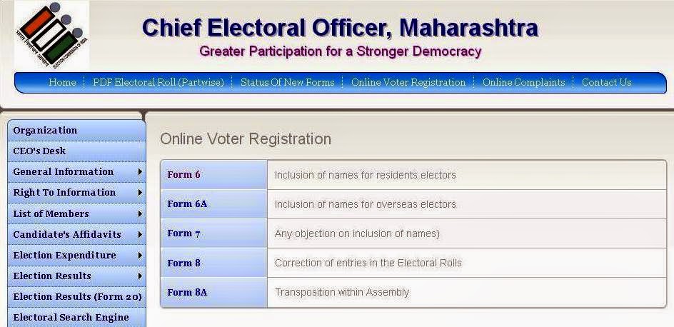 CEO Maharashtra New Voter Online Registration 2015 | India Results ...