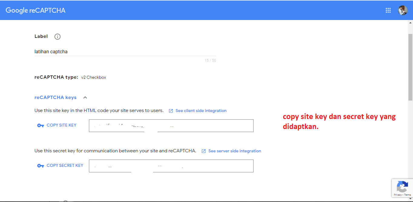 cara membuat google captcha pada laravel