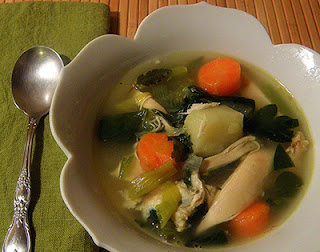 Bowl of Chicken Soup with Spoon