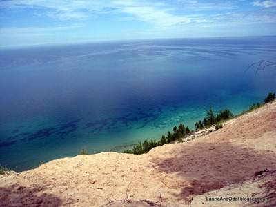 Pyramid Point overlook, around 500 feet above Lake Michigan.