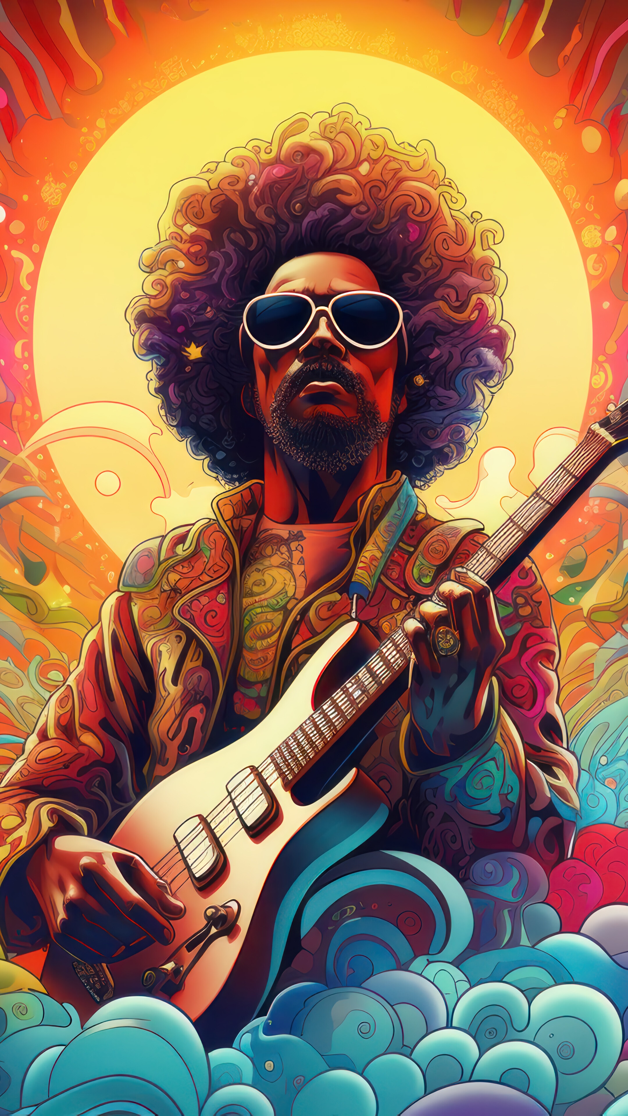 Afro Guitar Colorful Music Sunglasses 4K Android Mobile Phone