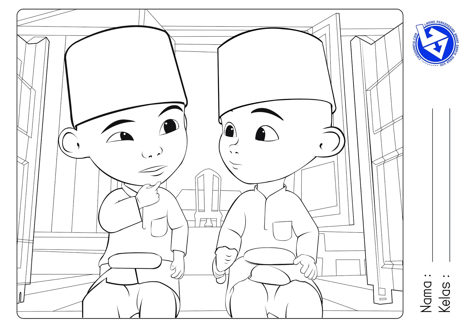 Mewarna Upin Dan Ipin Koleksi Grafik Untuk Guru