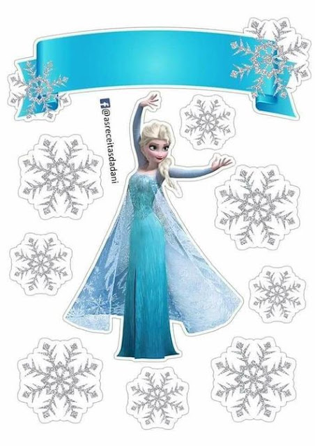 Elsa with Snowflakes, Frozen: Free Printable Cake Toppers.