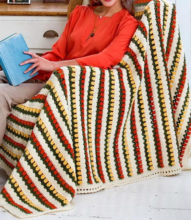 Crochet Throw Blanket -Tulip Stitch - Free Crochet Pattern