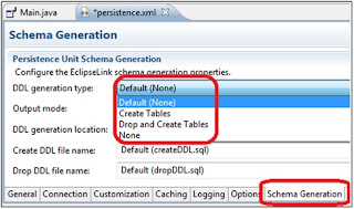 Configurando opções de alteração da base no arquivo persistense.xml