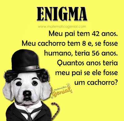 Enigma: Meu pai tem 42 anos. Meu cachorro tem 8 e, se fosse humano...