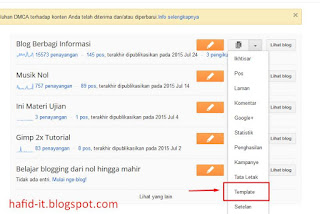 Pilih menu template blogspot