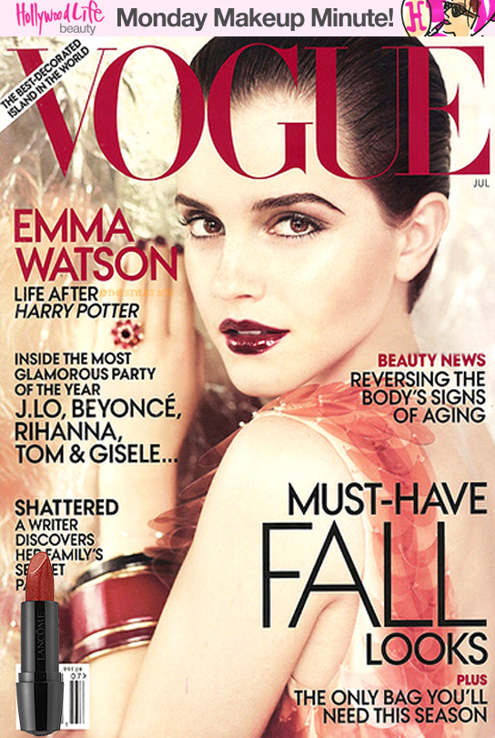 emma watson vogue cover july. Emma Watson Does Dark Lipstick