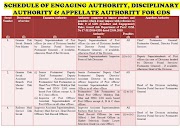 ‘Schedule of Engaging Authority’, Disciplinary Authority and Appellate Authority for BPMs and ABPMs/ Dak Sevaks