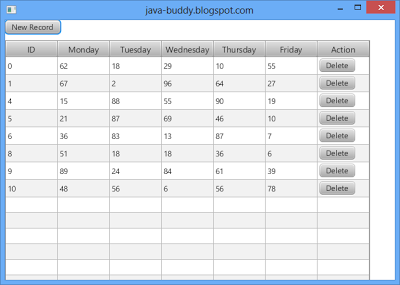 Delete row from a table