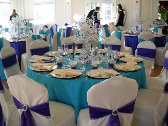 purple and teal wedding