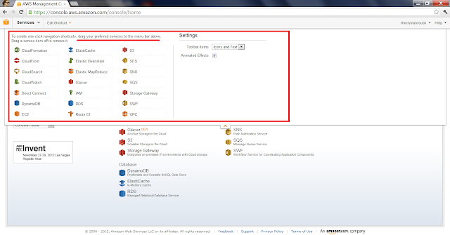 AWS Management Console Services Shortcuts