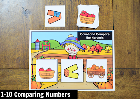 November Kindergarten Math Activity Center: 1-10 Comparing Numbers