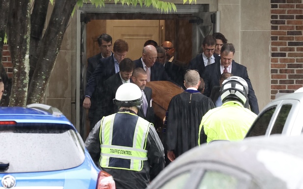 Grievers accumulate at the Subsequent Presbyterian Church in Memphis, Tennessee, on September 10, 2022, for the burial service for Eliza Fletcher. (Matt Symons for Newsreedom Advanced)