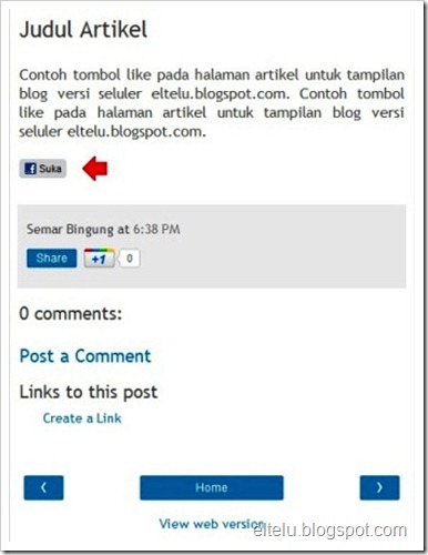 Contoh Tombol Like Pada Tampilan Seluler Blogspot