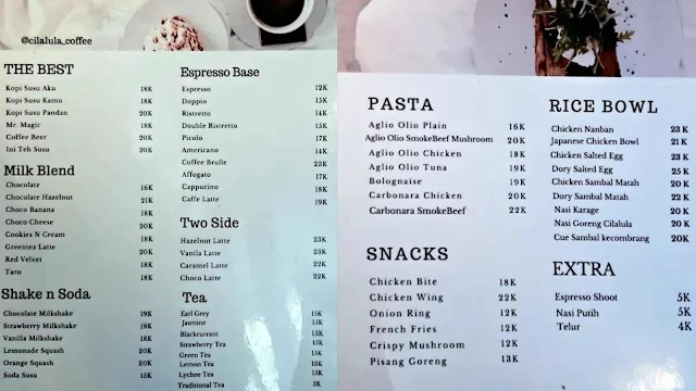 menu cilalula kopi