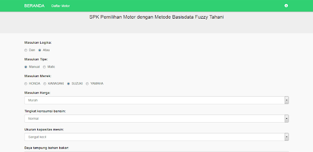 Metode Fuzzy Database Tahani SPK Motor