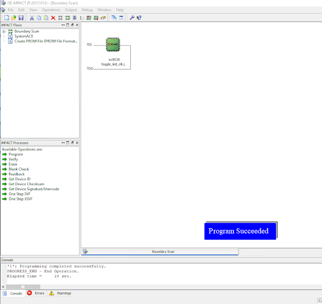 XC9536 Switch And LED Interfacing With Delay Using VHDL